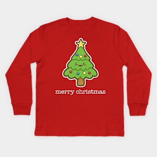 Kawaii Christmas Tree Kids Long Sleeve T-Shirt